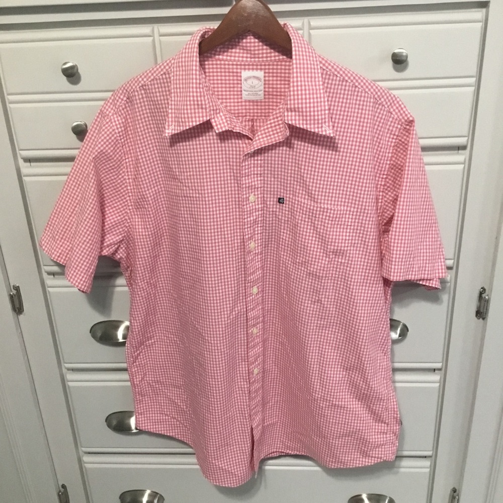 Brooks Brothers “ The Original  Polo Shirt” Pink/white Gingham Pattern S…